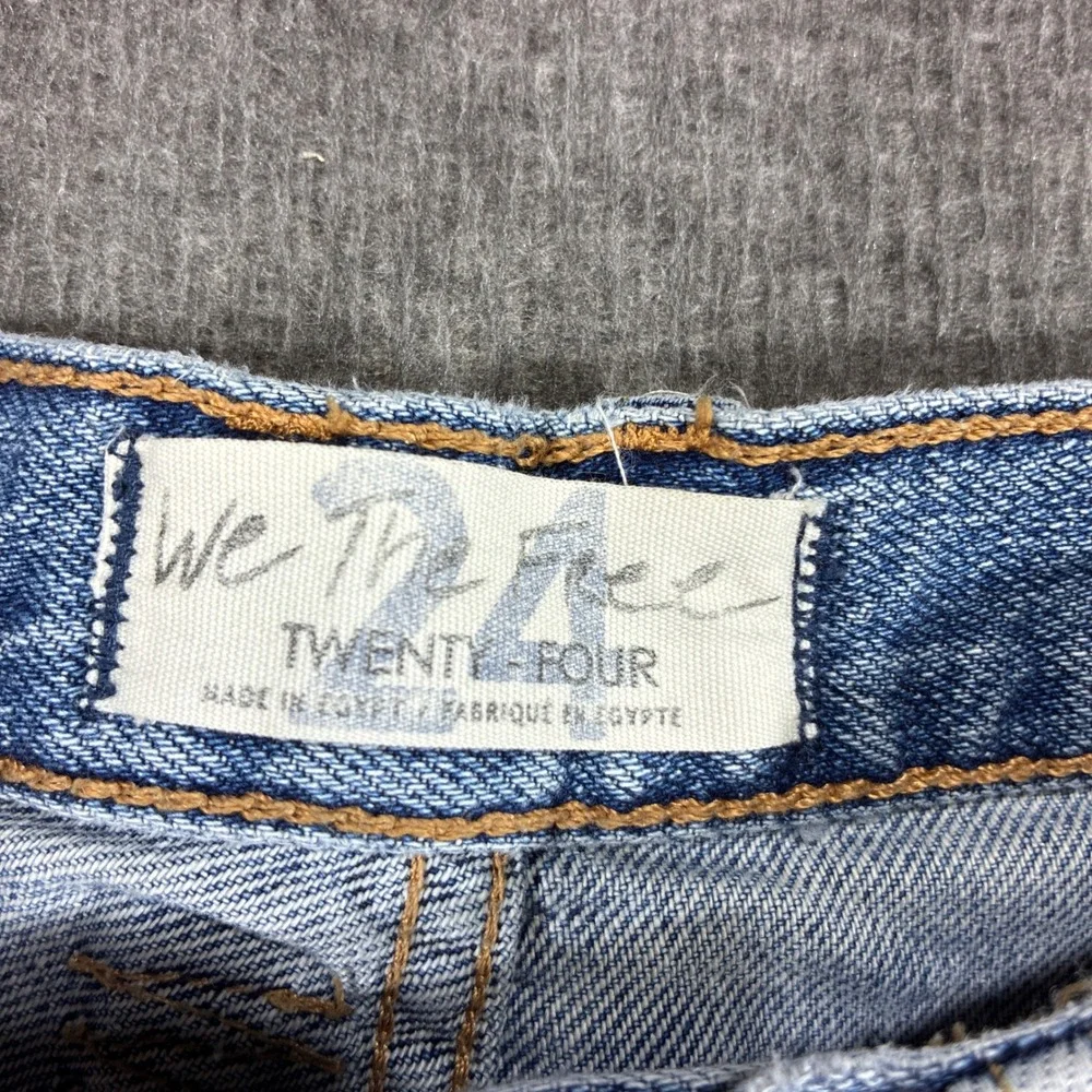 Free People We The Free Denim Shorts Women 24 Blue Distressed Raw Hem